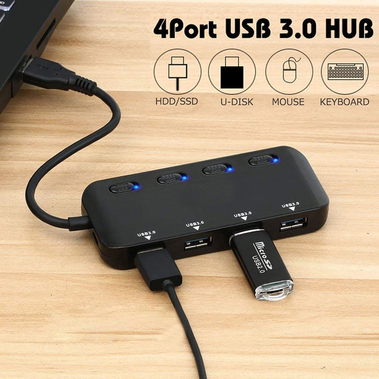 High Speed 4 x USB 3.0 to USB-C / Type-C HUB with Switch (Black)