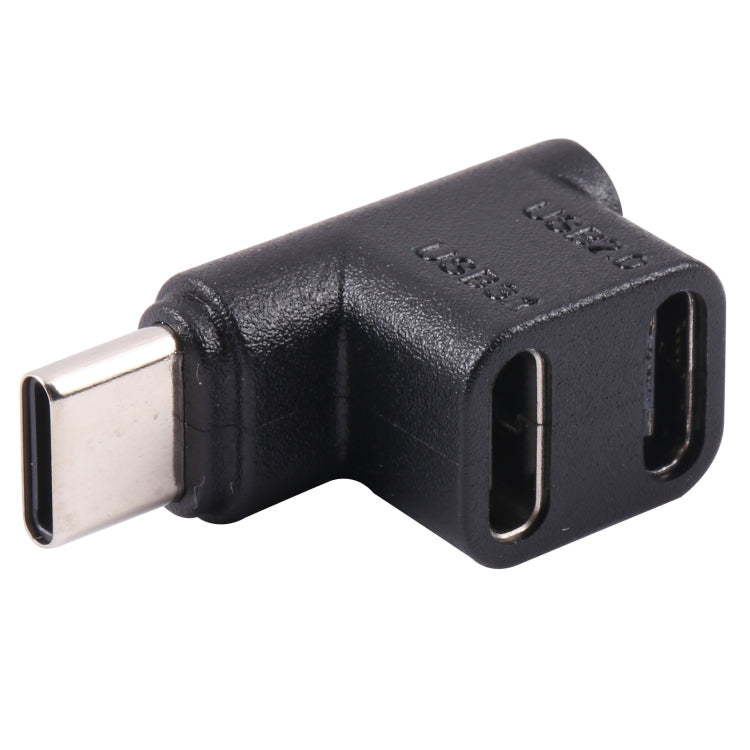 USB-C / Type-C Male to Dual Type-C Female 90 Degree Elbow Adapter