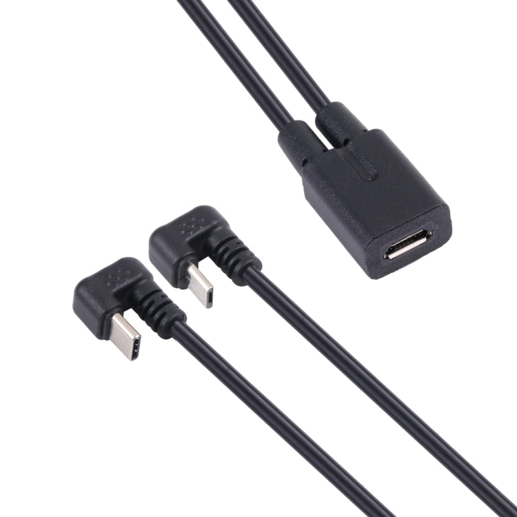 U-shaped USB-C / Type-C Male + Micro USB Male to Micro USB Female Cable