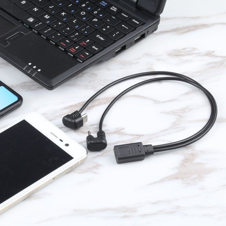 U-shaped USB-C / Type-C Male + Micro USB Male to USB-C / Type-C Female Cable