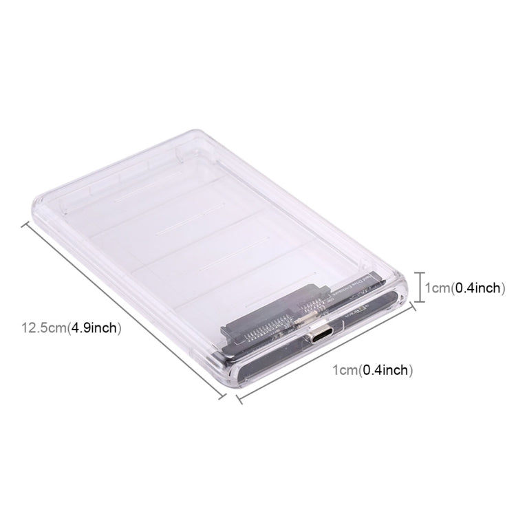 2.5 inch SATA HDD USB 3.1 USB-C / Type-C External Hard Drive Enclosure Storage Case(Transparent)
