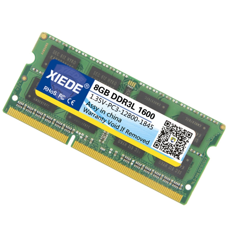 XIEDE 1.35V Low Voltage DDR3L 1600MHz 8GB Memory RAM Module Double Sided Particles for Laptop