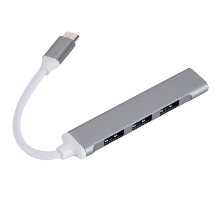 C809 USB 3.0 x 1 + USB 2.0 x 3 to USB-C / Type-C Multi-function Splitter HUB Adapter (Grey)