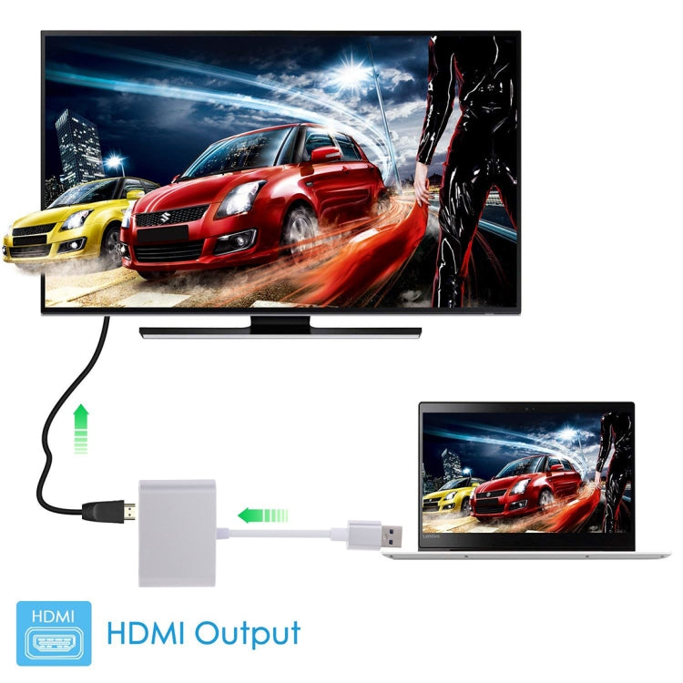 2 in 1 USB 3.0 to HDMI + VGA Adapter(Silver)