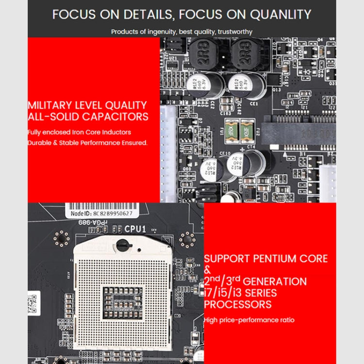 HM65 DDR3 IPC Desktop Computer Mainboard, Support for Intel i7 / i5 / i3 Series CPU