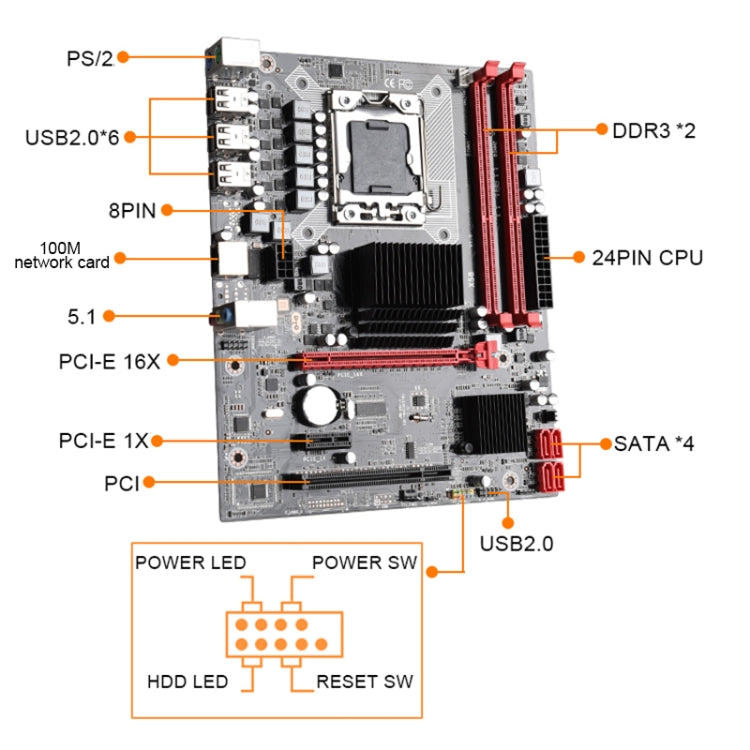 X58 2.0 DDR3 Desktop Computer Mainboard, Support for All Series LGA 1366 Processor, Discrete Graphics