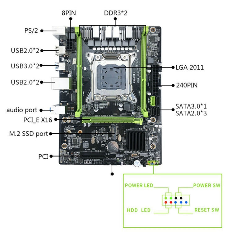 X79M2 3.0 DDR3 Desktop Computer Mainboard, Support for LGA 2011 Pin Series Processor, Discrete Graphics