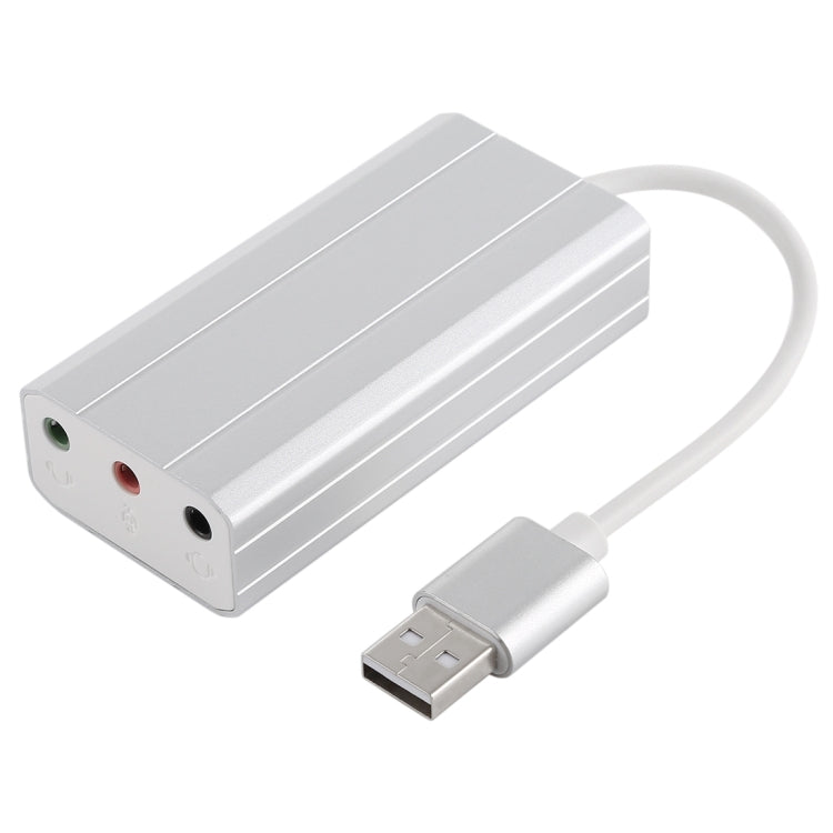 Multi-function SD / TF Card Slot + 3.5mm Audio Port + 3 x USB 2.0 Ports to USB HUB Aluminum Alloy Sound Card(Silver)