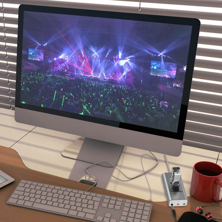 Multi-function SD / TF Card Slot + 3.5mm Audio Port + 3 x USB 2.0 Ports to USB HUB Aluminum Alloy Sound Card(Silver)