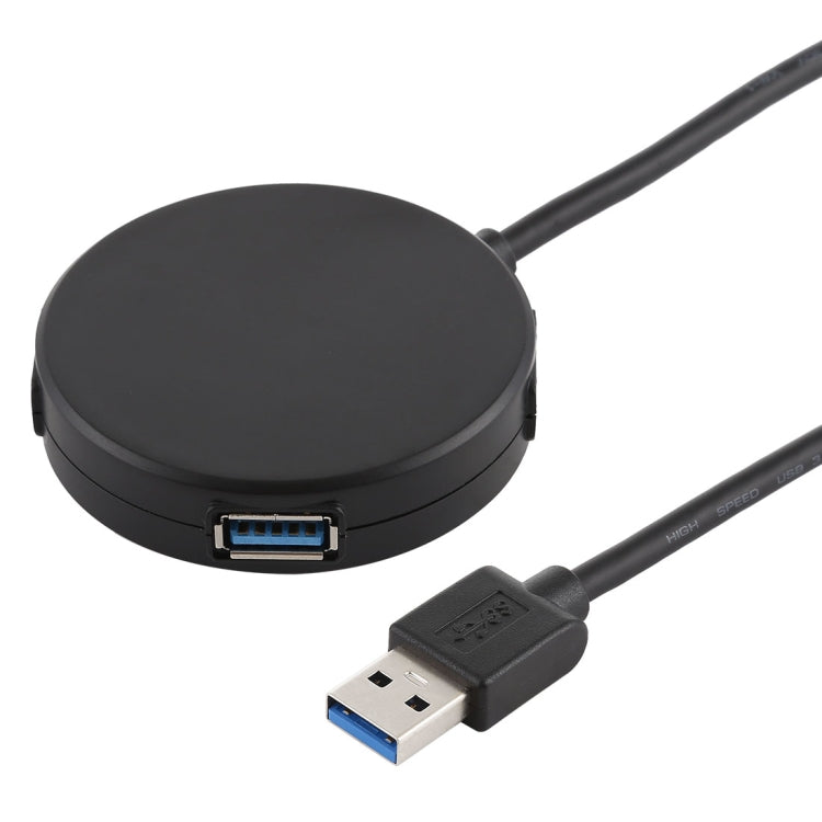 BYL-1811 5Gbps Super Speed 4 Ports USB 3.0 Round Shape Mirror Design HUB Adapter, Cable Length: 18cm(Black)