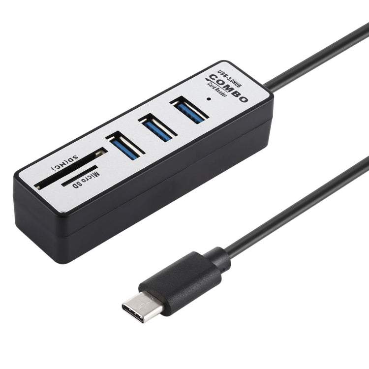 2 in 1 TF / SD Card Reader + 3 x USB 3.0 Ports to USB-C / Type-C HUB Converter, Cable Length: 26cm