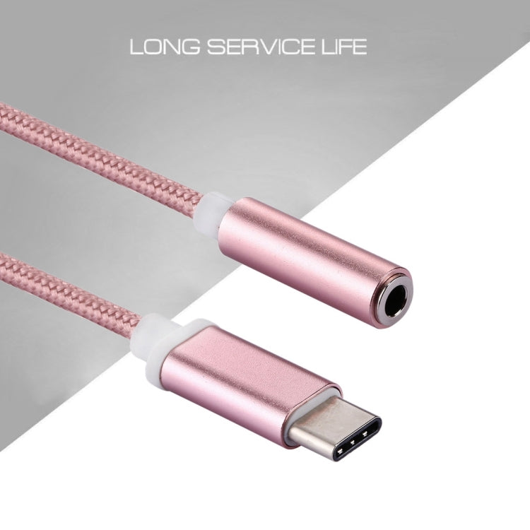 USB-C / Type-C Male to 3.5mm Female Weave Texture Audio Adapter, Length: about 10cm