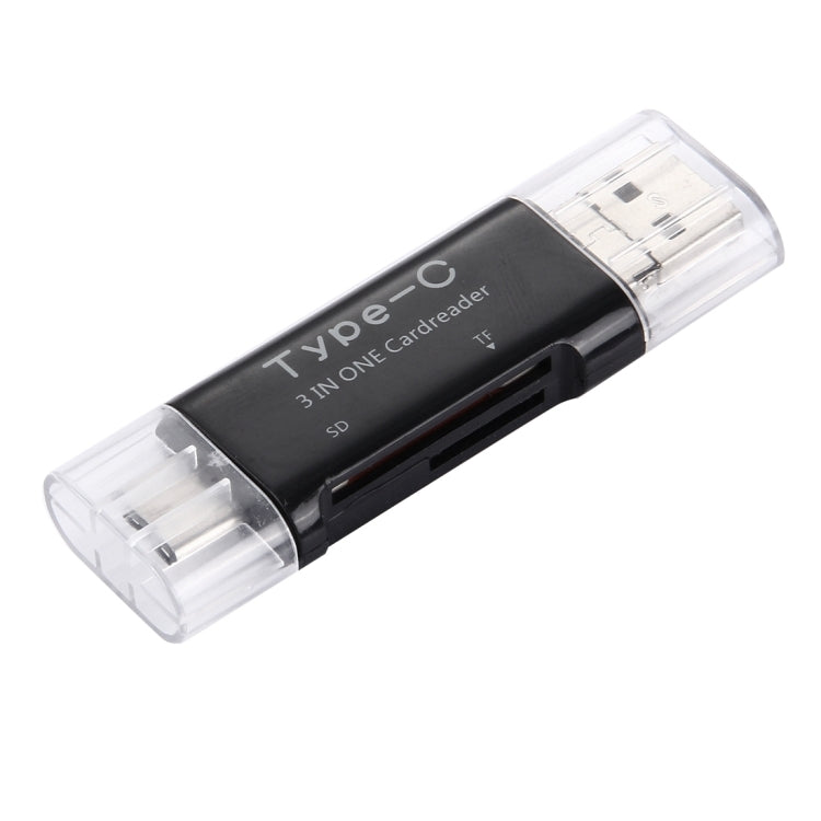 3 in 1 USB-C / Type-C 3.1 to USB 2.0 + Micro USB + SD(HC) + Micro SD Card Reader Adapter for