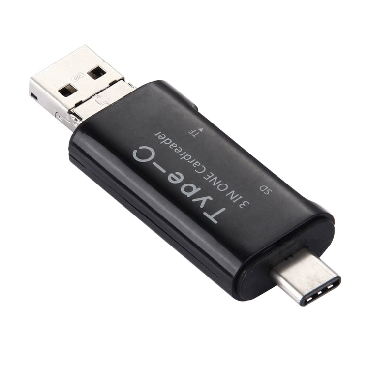 3 in 1 USB-C / Type-C 3.1 to USB 2.0 + Micro USB + SD(HC) + Micro SD Card Reader Adapter for