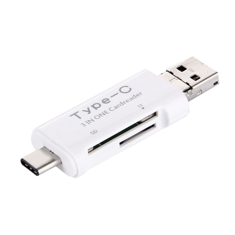 3 in 1 USB-C / Type-C 3.1 to USB 2.0 + Micro USB + SD(HC) + Micro SD Card Reader Adapter for