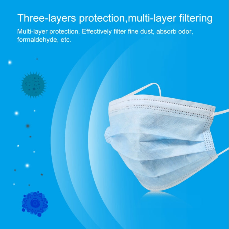 50 PCS Disposable 3-layered Protection Civilian Adult Breathable Mask Earloop Antiviral Protective Mask for Men, Women