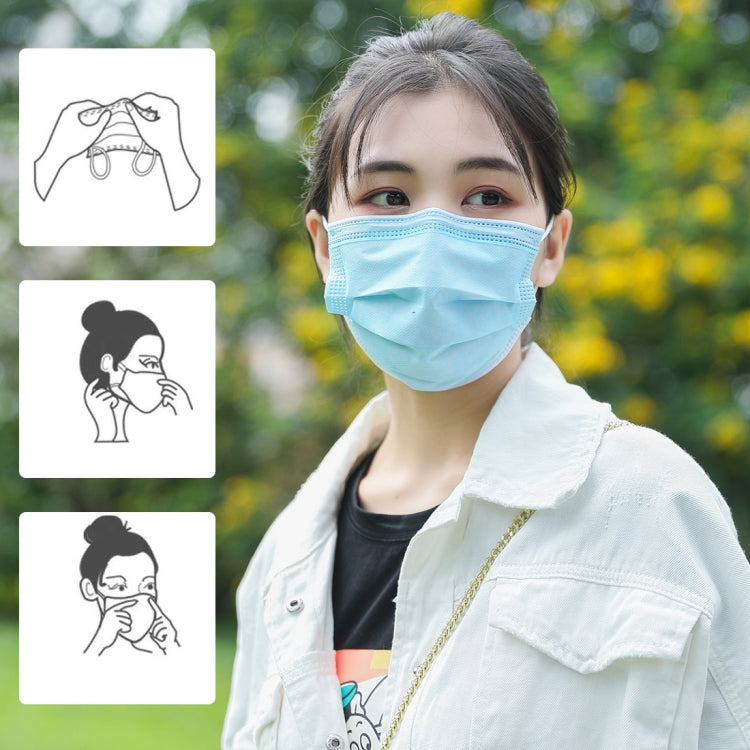 50 PCS Disposable 3-layered Protection Civilian Adult Breathable Mask Earloop Antiviral Protective Mask for Men, Women