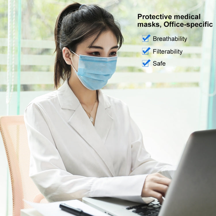50 PCS Disposable 3-layered Protection Civilian Adult Breathable Mask Earloop Antiviral Protective Mask for Men, Women