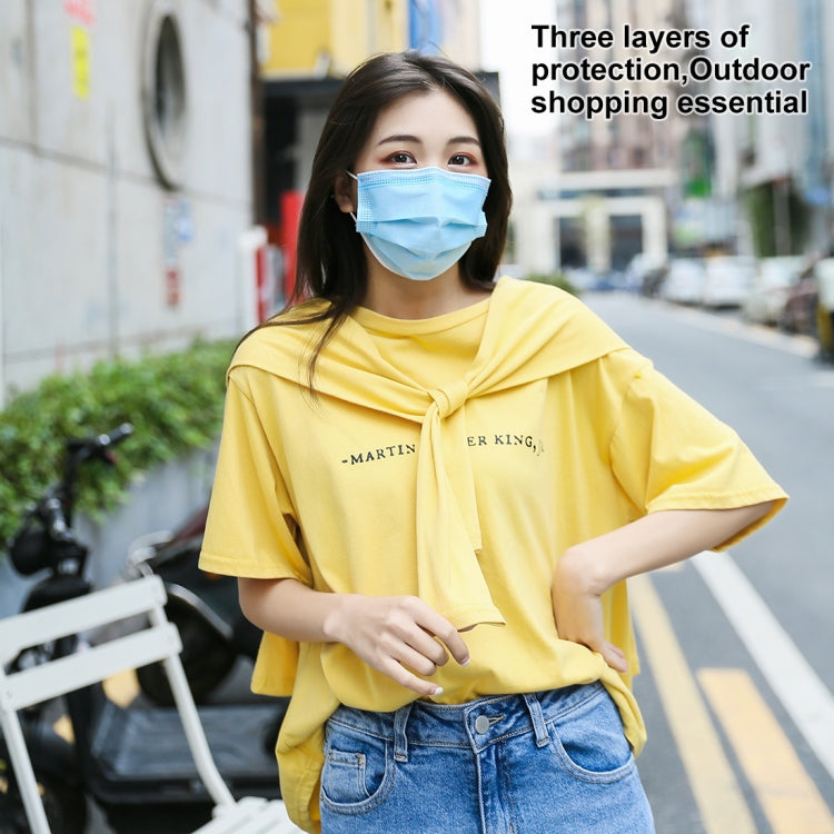 50 PCS Disposable 3-layered Protection Civilian Adult Breathable Mask Earloop Antiviral Protective Mask for Men, Women