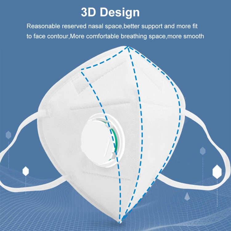 10 PCS KN95 n95 Breathable Respirator Dustproof Antiviral Anti-fog Protective Mask with Breath-Valve Filter