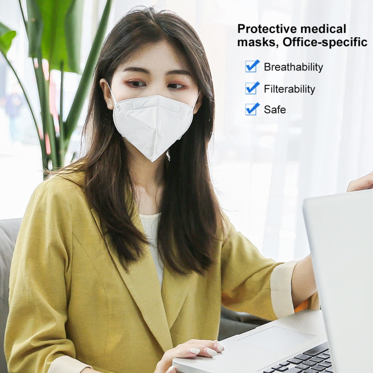 10 PCS KN95 n95 Foldable Earloop Breathable Respirator Dustproof Antiviral Anti-fog Protective Mask(White)