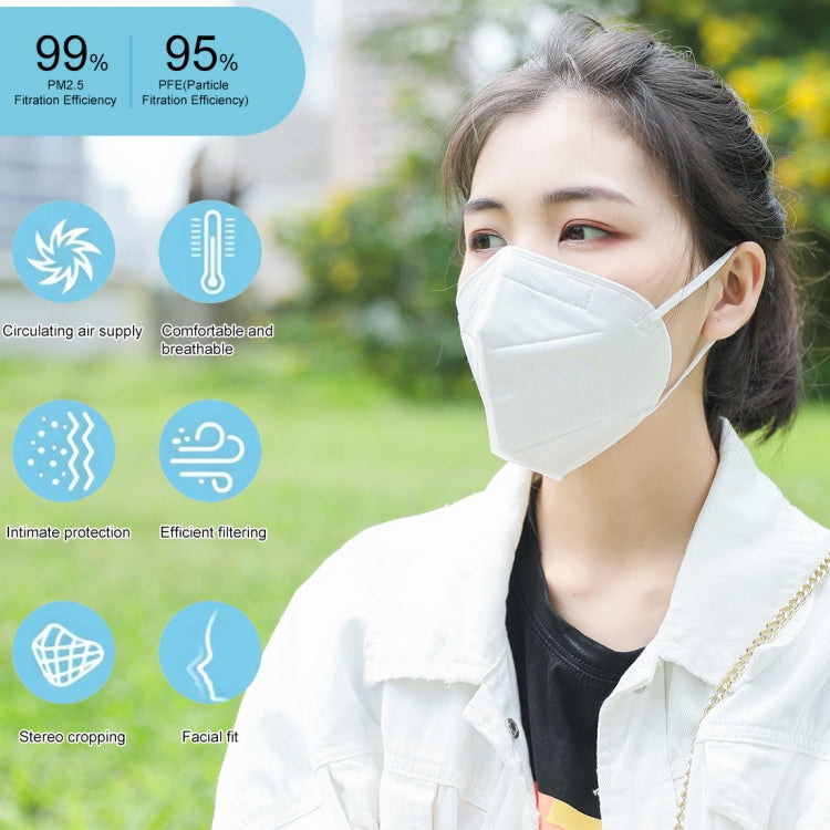 10 PCS KN95 n95 Foldable Earloop Breathable Respirator Dustproof Antiviral Anti-fog Protective Mask(White)