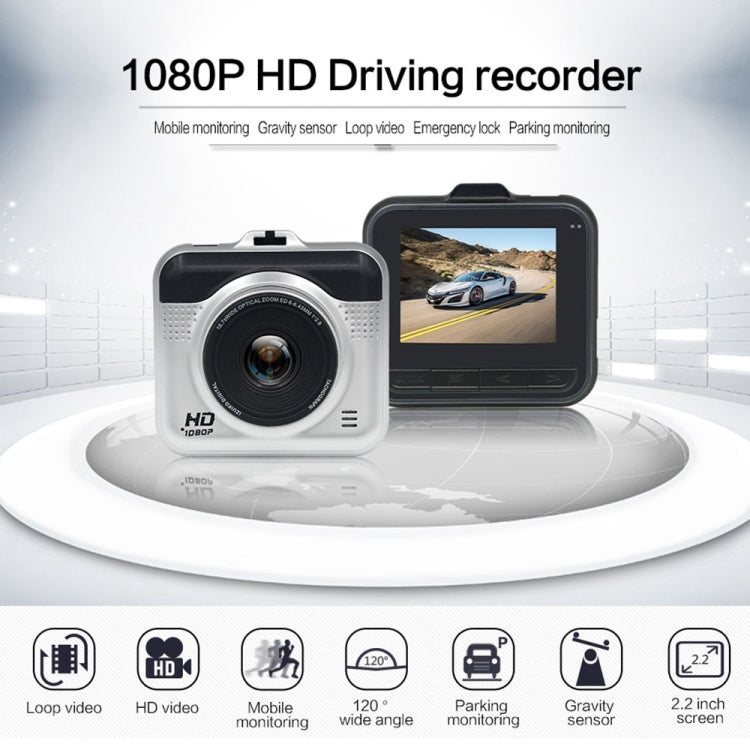 GT203 HD 1080P 12MP Camera Vehicle DVR, Generalplus 1247, Support Motion Detection & Gravity Sensor & Loop Video & Emergency Lock & Parking Monitoring &/ TF Card