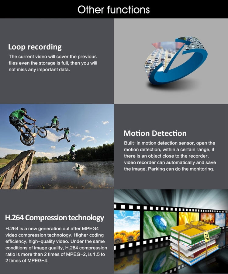 DAB205 Car DVR Camera 3.0 inch LCD Screen HD 1440P 178 Degree Wide Angle Viewing, Support Motion Detection / TF Card / G-Sensor / HDMI / HDR(Black)