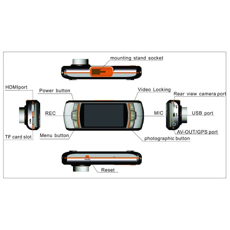 A1 Car DVR Camera 2.7 inch LCD Full HD 1080P 2 Cameras 170 Degree Wide Angle Viewing, Support Night Vision / Motion Detection / TF Card / HDMI / G-Sensor