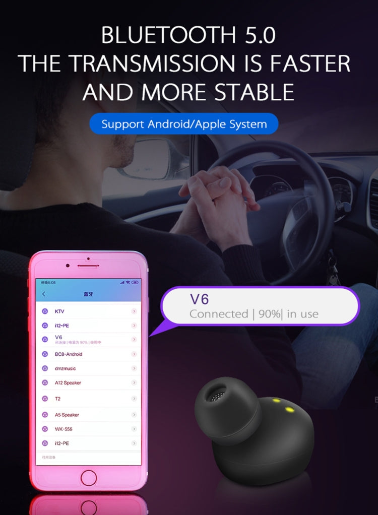 X1 2 in 1 Driving Recorder Video Record Camera + TWS Wireless Bluetooth Headset Earphones, Mstar 8336, 130 Degree Wide Angle, Voice Control, WiFi(Black)