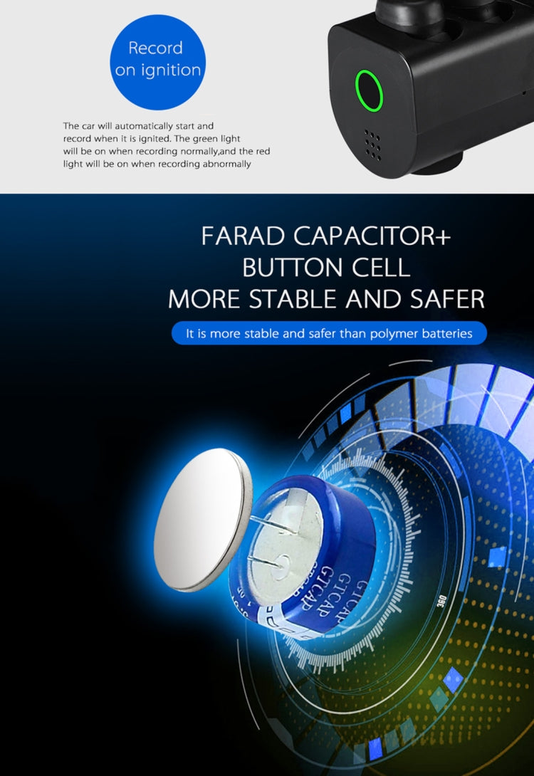 X1 2 in 1 Driving Recorder Video Record Camera + TWS Wireless Bluetooth Headset Earphones, Mstar 8336, 130 Degree Wide Angle, Voice Control, WiFi(Black)