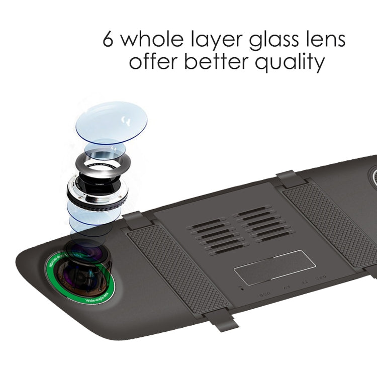 HAMTOD HG51 5.0 inch 170 Degrees Wide Angle HD 1080P Dual Mirror Dash Video Car DVR