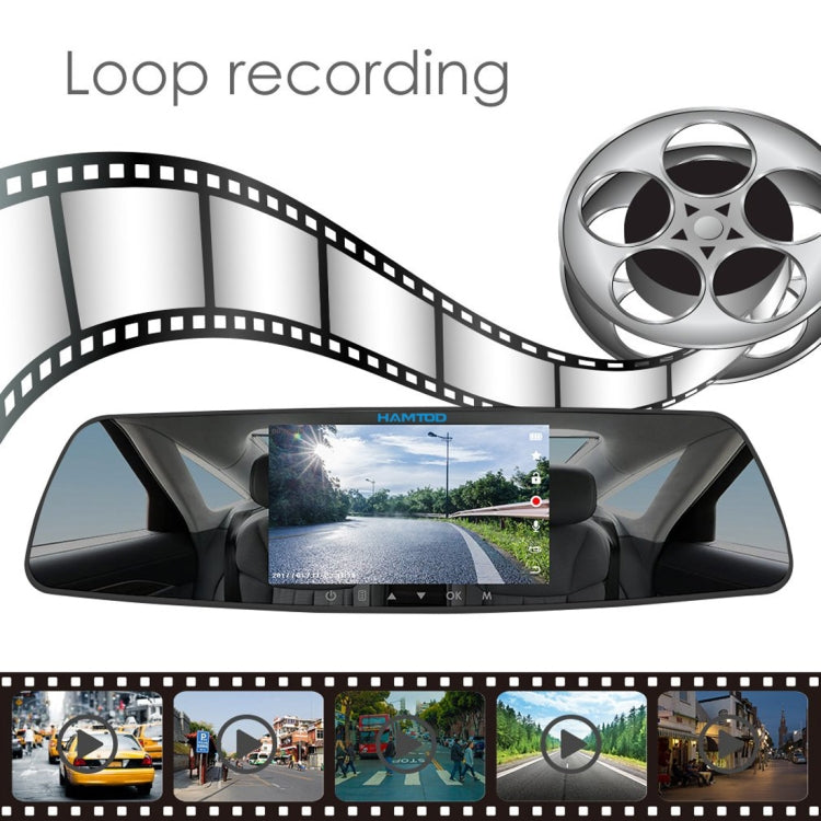 HAMTOD HG51 5.0 inch 170 Degrees Wide Angle HD 1080P Dual Mirror Dash Video Car DVR