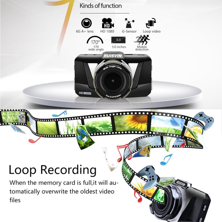 GT2000ZL HD 1080P 3.0 inch Screen Display Vehicle DVR, Novatek Program, 170 Degree Wide Angle Viewing, Support Motion Detection, TF / HDMI / AV