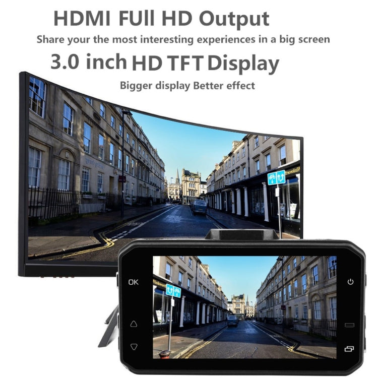 GT2000ZL HD 1080P 3.0 inch Screen Display Vehicle DVR, Novatek Program, 170 Degree Wide Angle Viewing, Support Motion Detection, TF / HDMI / AV