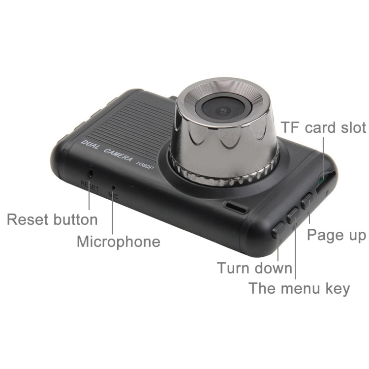 I8 HD 1080P 3.0 inch Screen Display Vehicle DVR, Ambarella Programs, 170 Degree Wide Angle Viewing, 2 Cameras, Support Motion Detection / Night Vision