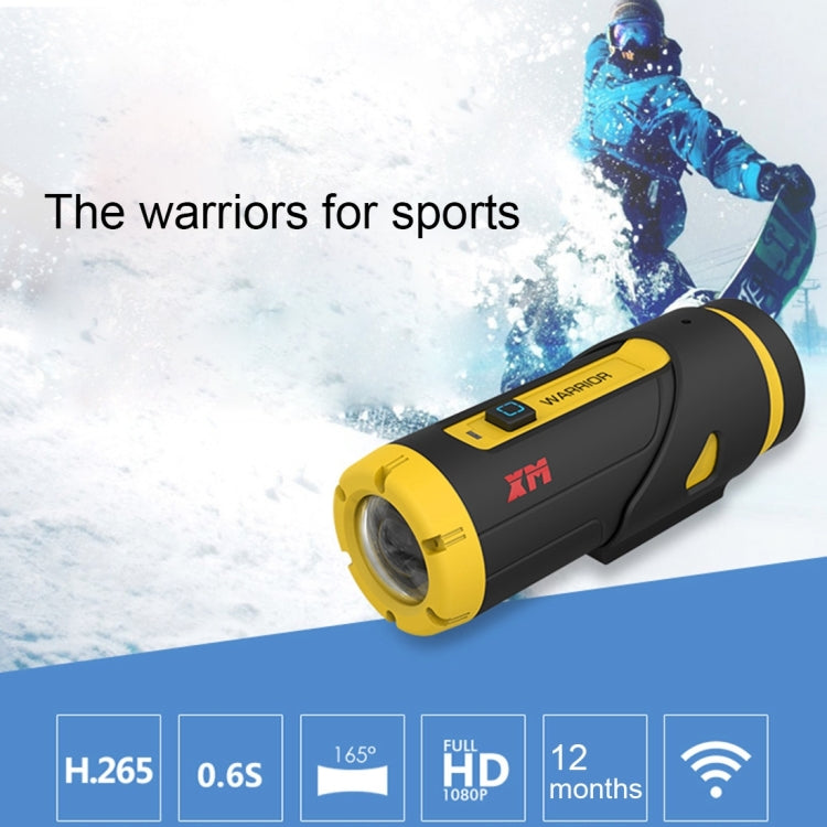 XM Warrior XM-JPGA1-2 1080P FHD WiFi 2.0MP Waterproof Sport Camera Vehicle DVR with 2.4GHz Remote Control, 165 Degree Wide Angle Viewing, Support G-sensor / Emergency Recording / Parking Monitor(Yellow)