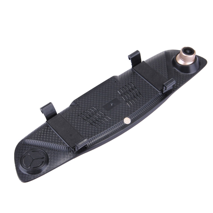 Middle Screen Display Rearview Mirror Vehicle DVR, Allwinner Programs, 2 x Cameras 1080P FHD 140 Degree Wide Angle Viewing, Support GPS Port / Motion Detection / Night Vision / Cyclic Recording / TF Card / G-Sensor