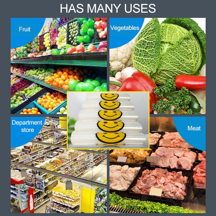 5 Sets 3C Transparent Smiley Plastic Bag Shopping Bag Packaging Bag(50 PCS / Set), Size: 28x45cm