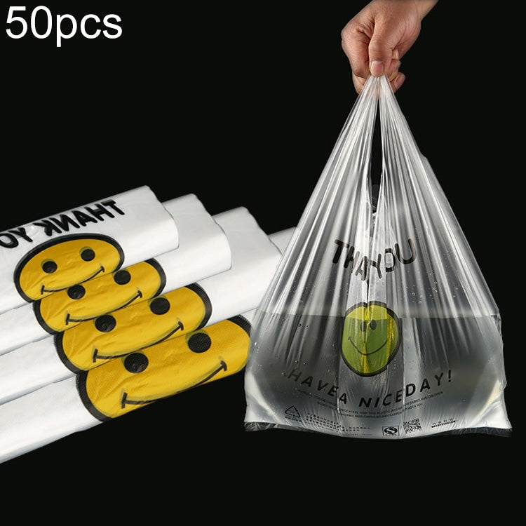 5 Sets 5C Thick Transparent Smiley Plastic Bag Shopping Bag Packaging Bag(50 PCS / Set), Size: 22x35cm
