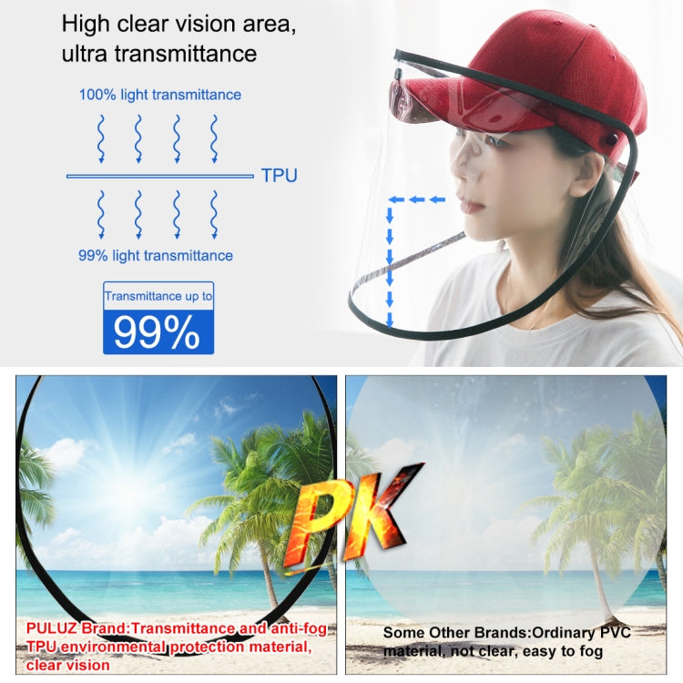 50 PCS Anti-Saliva Splash Anti-Spitting Anti-Fog Anti-Oil Protective Baseball Cap Mask Removable Face Shield