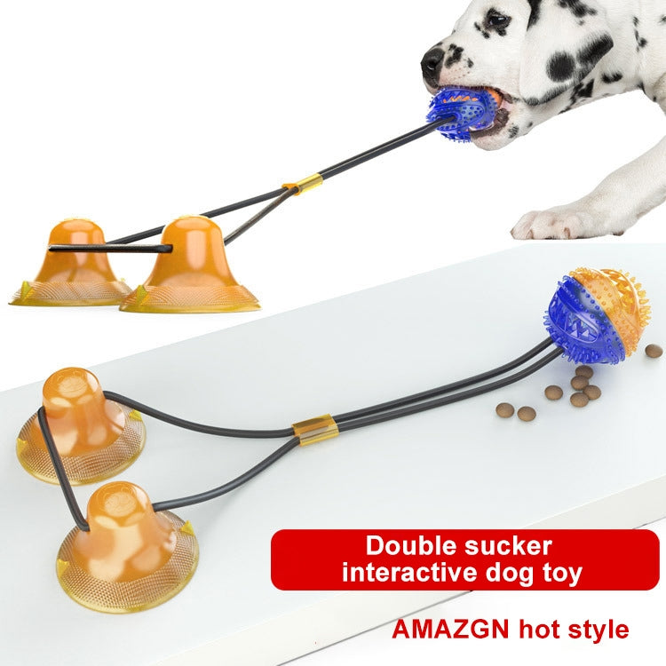 Molar Teeth Leaking Bite resistant Ball Double Sucker Dog Toy