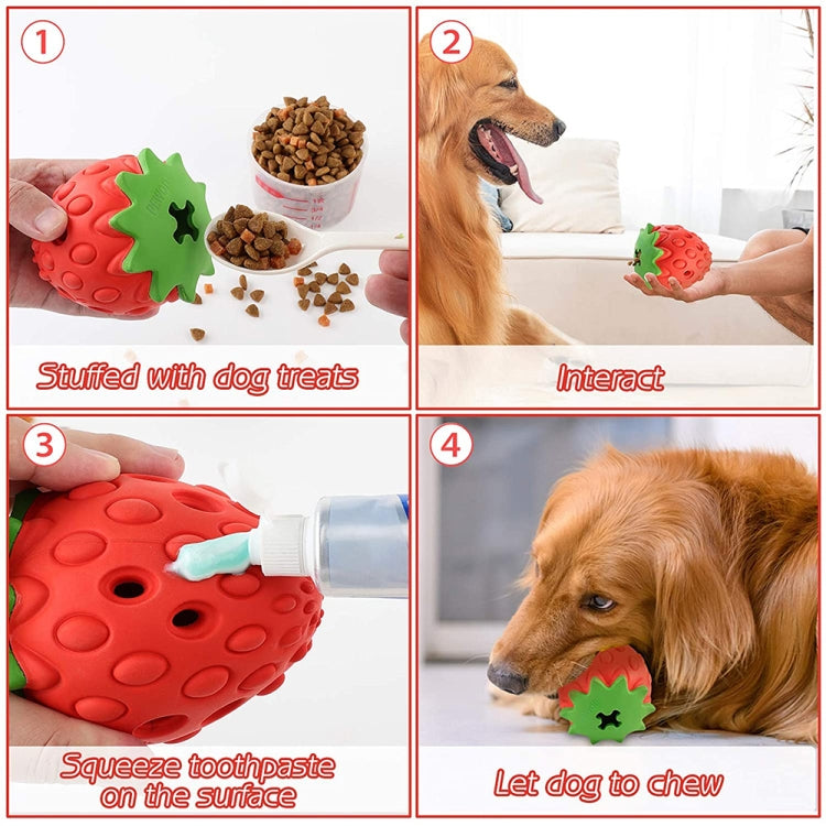 Strawberry Rubber Dog Chew Leaky Food Toy Pet Supplies