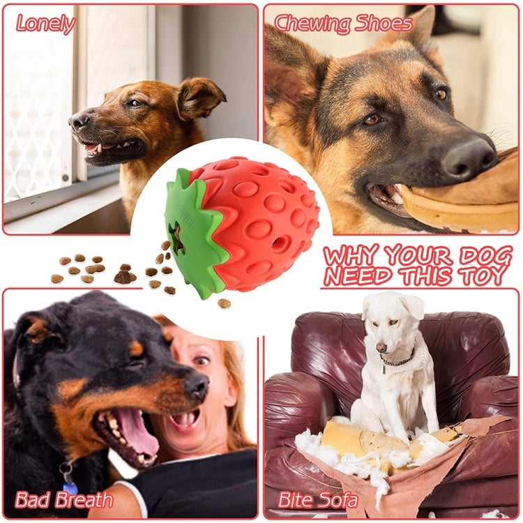 Strawberry Rubber Dog Chew Leaky Food Toy Pet Supplies