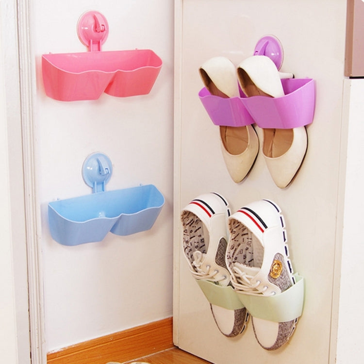 2 PCS Strong Organizers Suction Cup Shoe Rack Wall Hanging Shoes Rack, Random Color Delivery