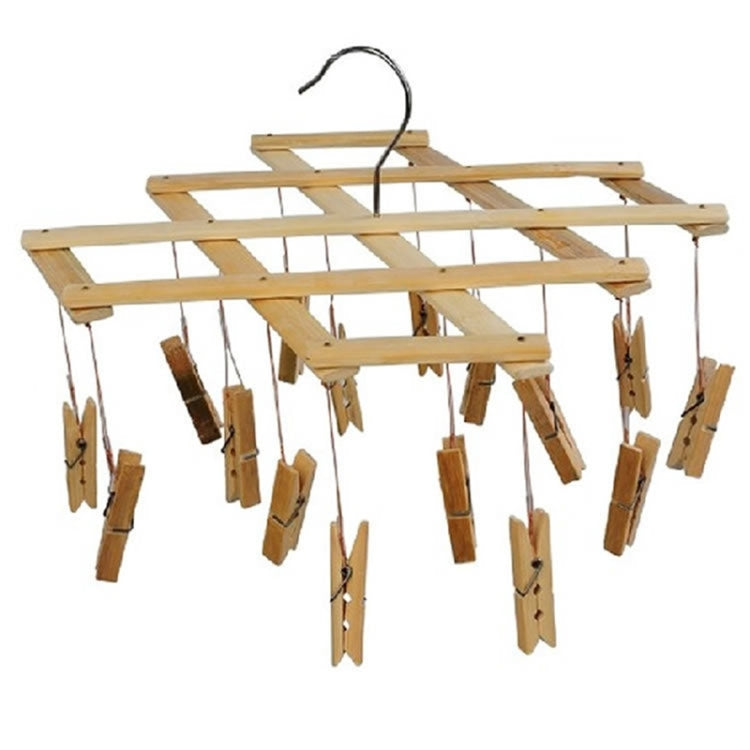 Bamboo Folding Drying Rack (Specification: 16 clip)