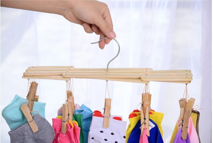 Bamboo Folding Drying Rack (Specification: 16 clip)