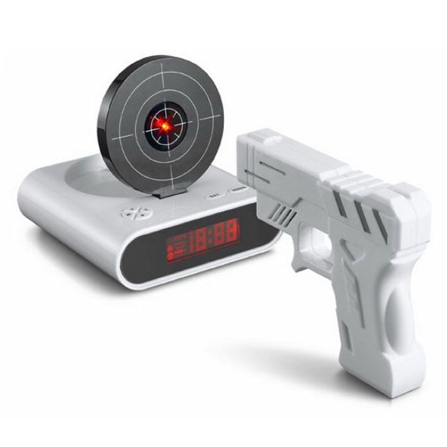 Creative LED Display Digital Silent Alarm Clock Infrared Induction Target Clock(White)