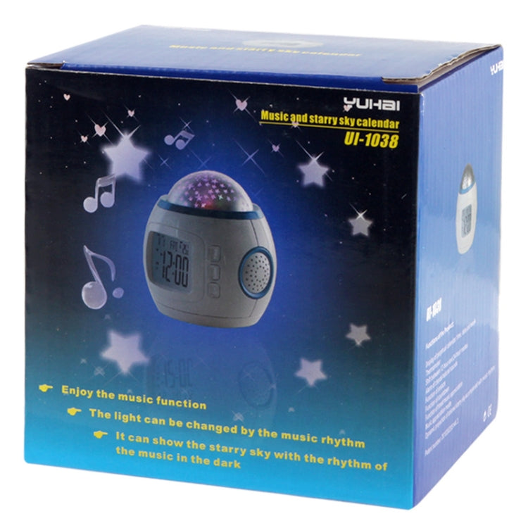 Music and Starry Sky Calendar Clock with Date / Week / Temperature / Music / Dynamic Projection of Colored Starry Sky / Ararm / Countdown Function (UI-1038)(White)