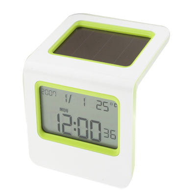 Large Screen Solar Clock with Stand / Thermometer / Calendar / Alarm